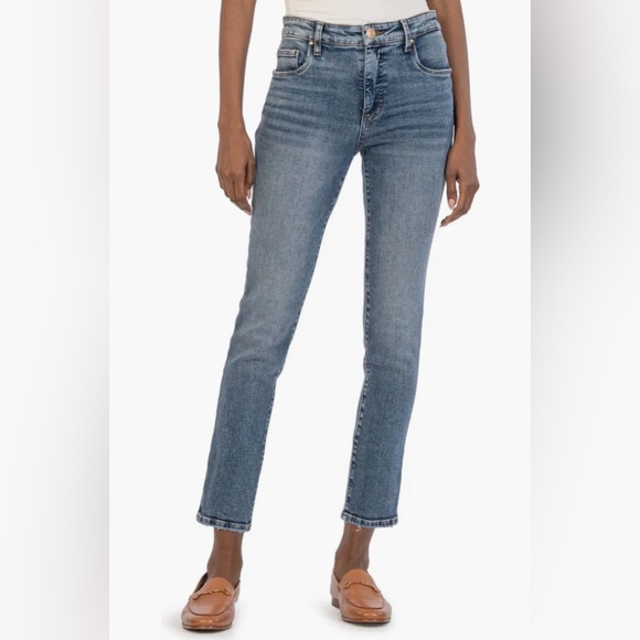 KUT from the Kloth Reese Fab Ab High Waist Ankle Slim Straight Leg Jeans - Picture 1 of 6